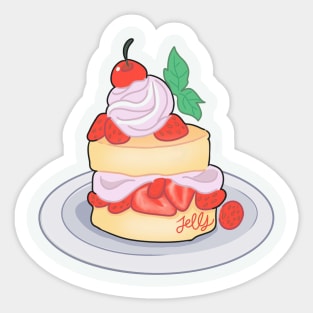 Jelly strawberry shortcake dessert doodle style Sticker